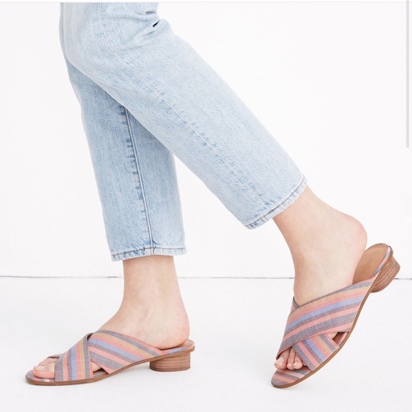 Madewell The Ruthie‎ Crisscross Mule In Rainbow Stripe Size 8 - Picture 1 of 9